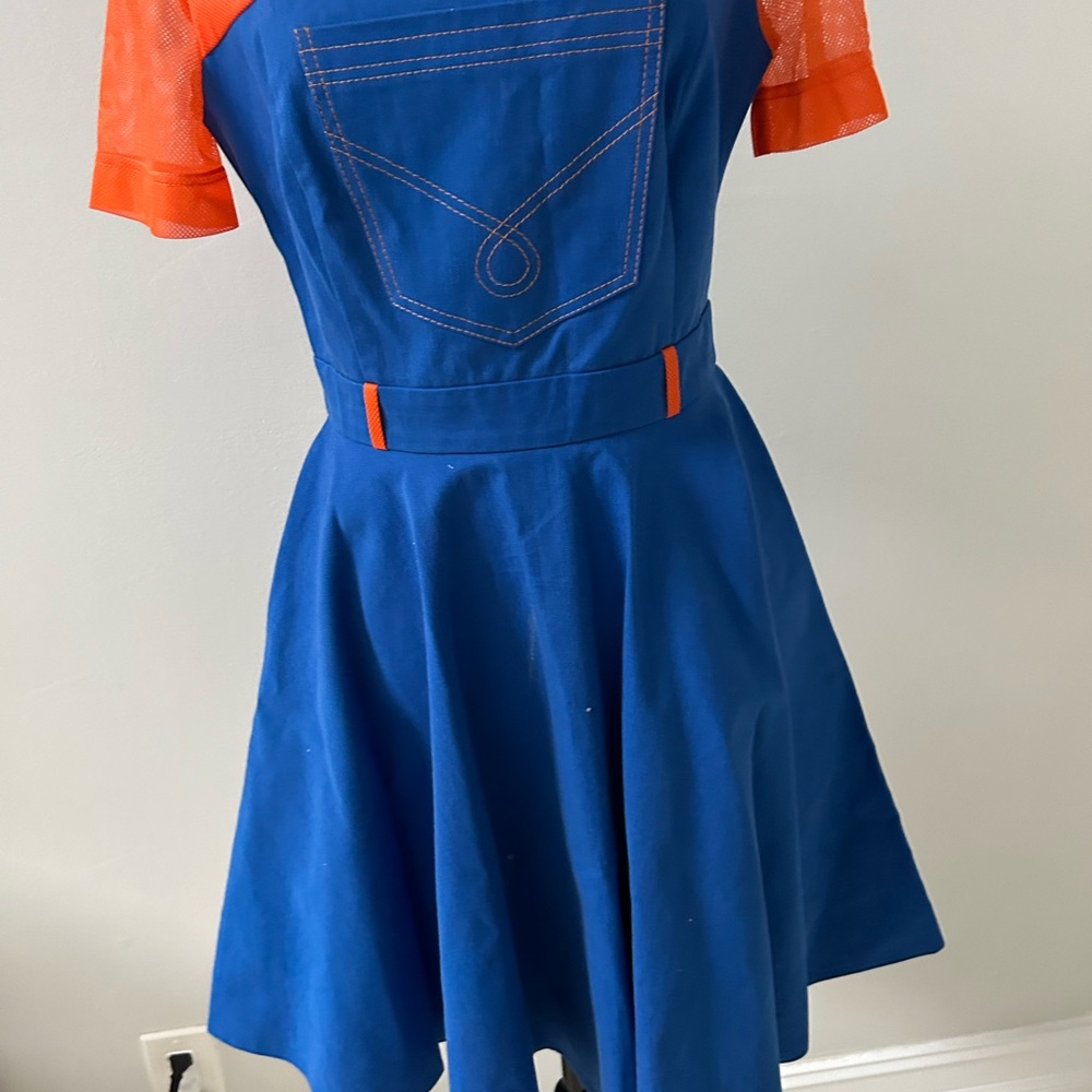 Beautiful Lattori Fit and flare dress royal blue with orange stunning dress